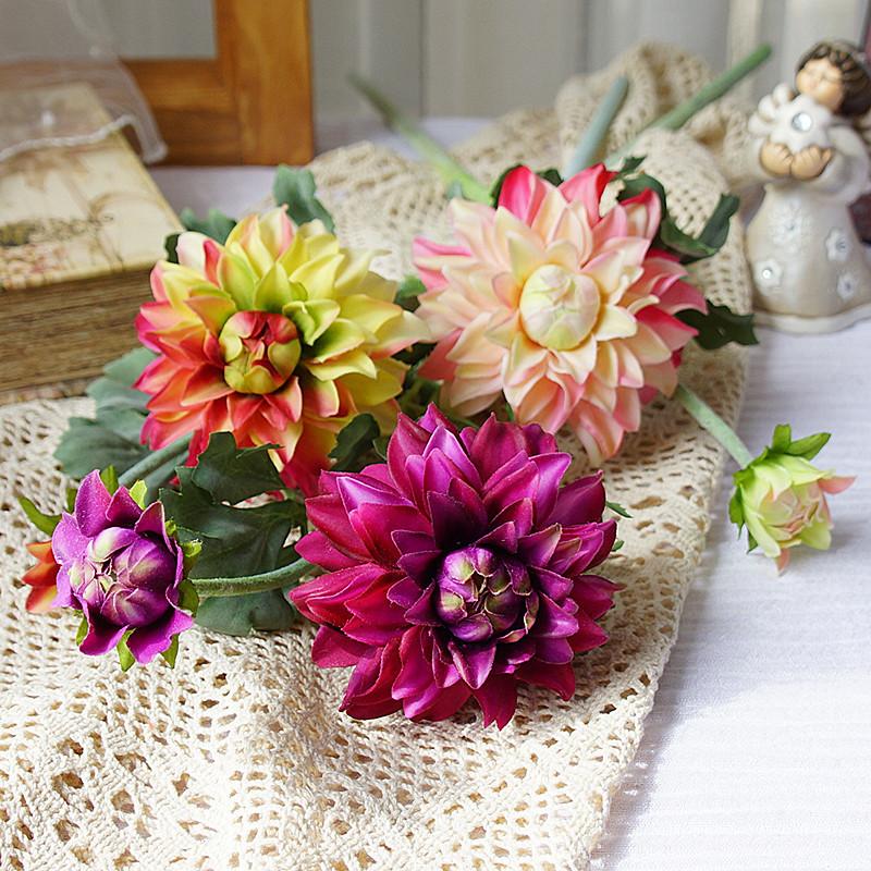 Artificial Flower High Quality Dahlia Flower Artificial Real Touch Dahlias For Wedding Home Decoration