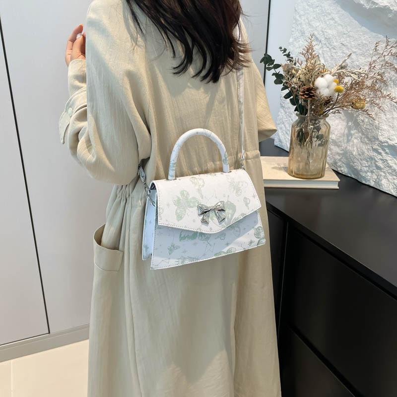 Summer New Printing Casual Texture Small Fresh Butterfly Casual Shoulder Portable Crossbody Small Square Bag Woman