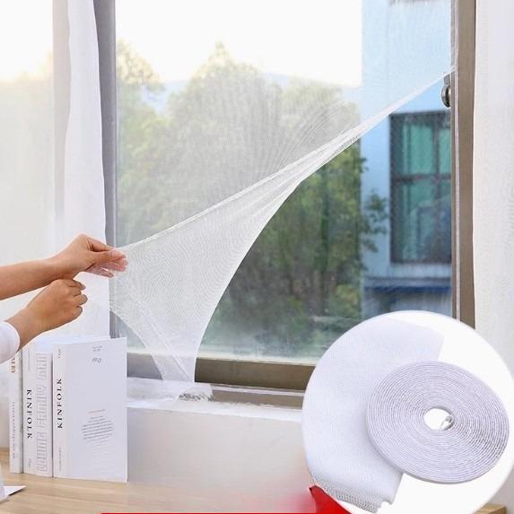 Self-adhesive Black and White Mosquito-proof Screen Window, Mosquito-proof Window Screen Mesh, Invisible Simple Screen Window with Velcro