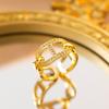 Exquisite super flash zircon ring for girls, light luxury, high-end sense opening adjustable ring, simple real gold electroplating