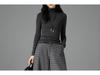 Women's High-Waisted Woolen Wide-Leg Plaid Pants with Velvet Lining for Autumn/Winter – Petite Casual Style.