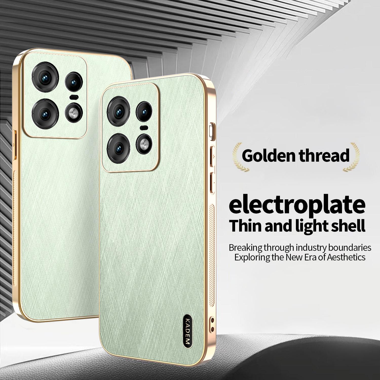 

KADEM For Motorola Edge 50 Pro 5G Case Electroplating Silk Texture PU+TPU Phone Back Cover Gold