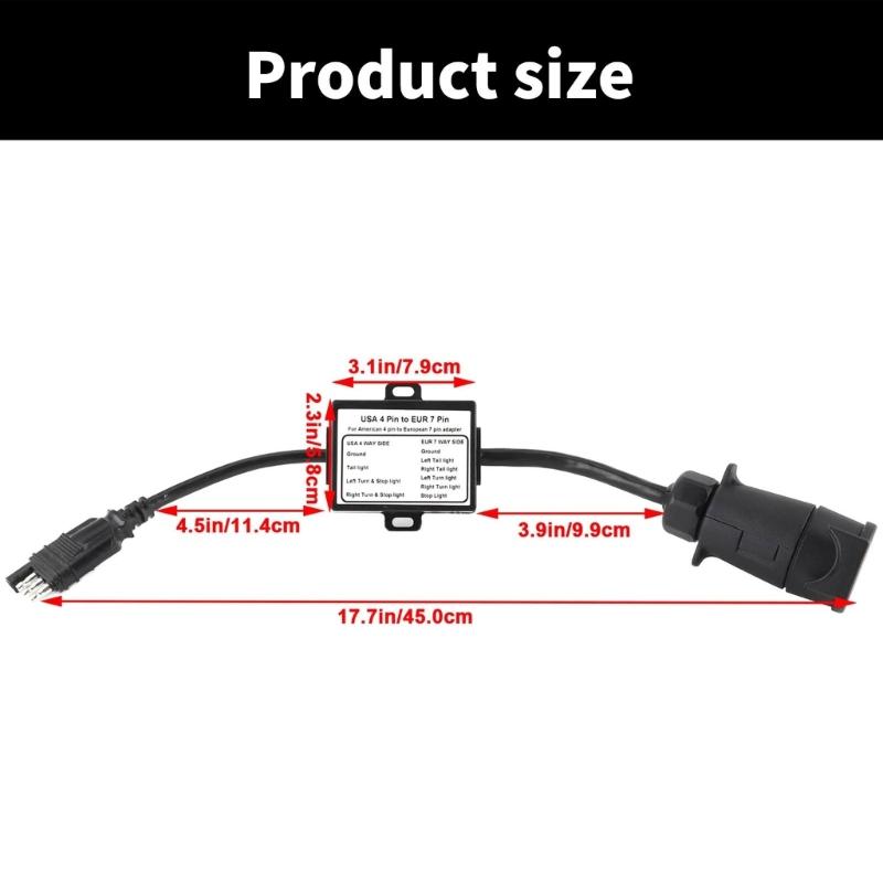 Portable 4 Pin to 7 Pin Trailer Connector for Secure Brake Light Separation Outdoor Adventures Convenient Travel Storage