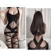 Black Tight Bodystockings Erotic Lingerie Hollow Crotchless Baby Doll Pantyhose New Sexy Backless Halter Erotic One-piece