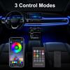 Interior Car Lights, 9 In 1 Car LED Strip With Wireless APP/RF Remote/Button Control, 16 Million Colors Ambient Lighting Kit With 5 Fiber Optic LED