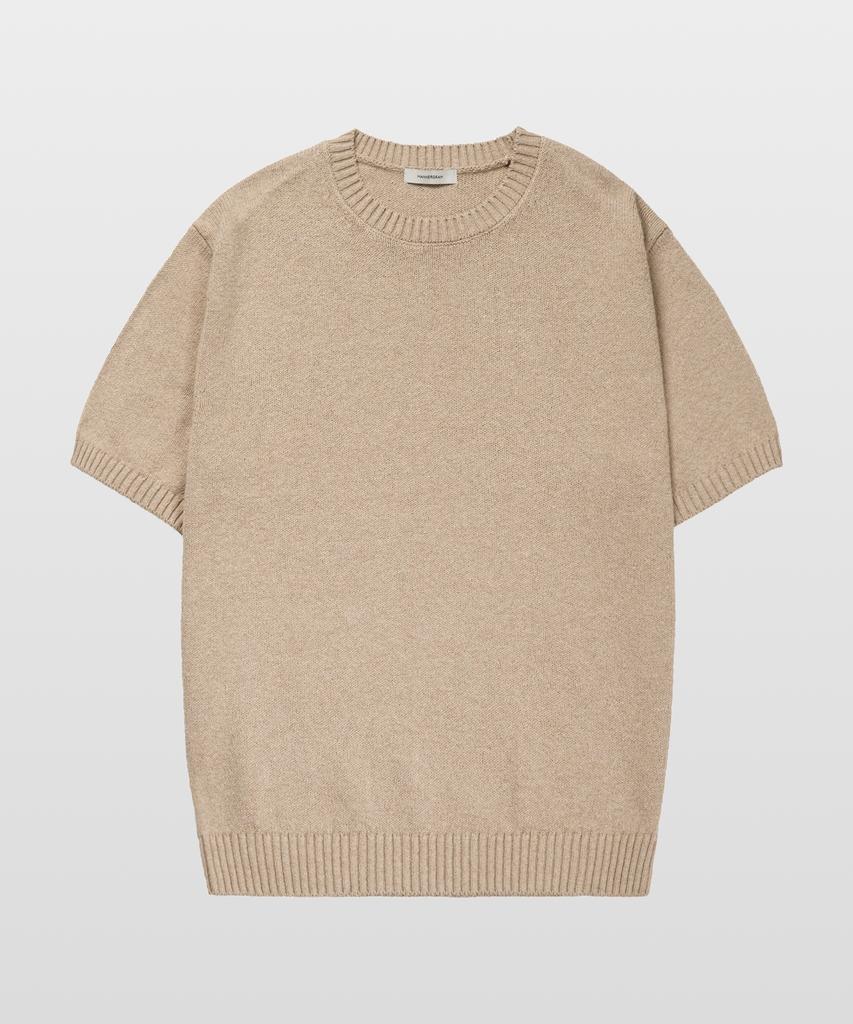 MANNERGRAM Upw Washable Cotton Round Short Sleeve Knit Light Beige