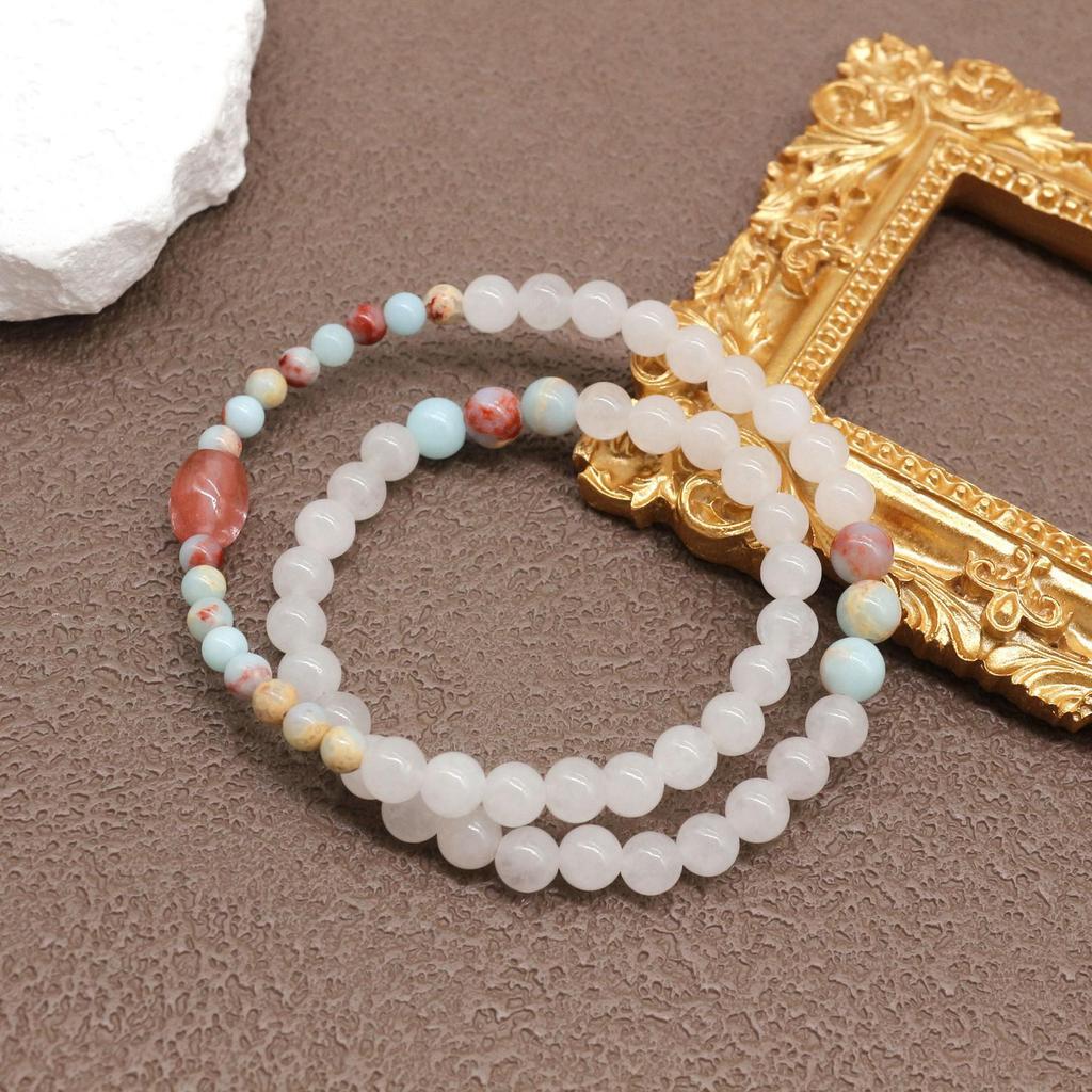 Elegant Natural Stone Beaded Bracelet: High-End, Light Luxury, Simple Retro Design for Women