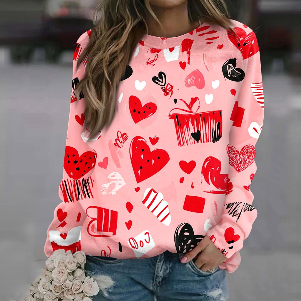 Damenmode Lässig Langarm Bedruckter Halsausschnitt Sweatshirt-Oberteil