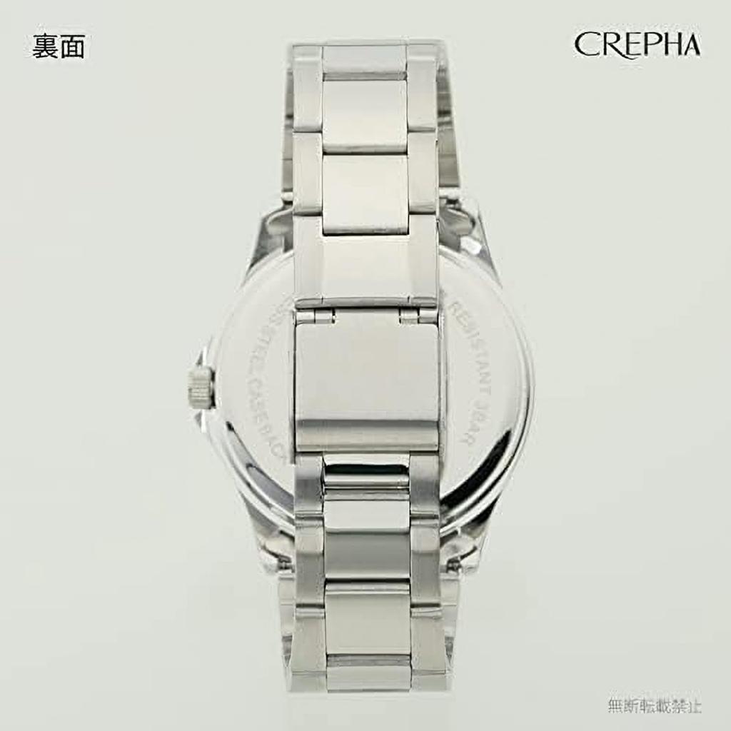 CREPHA Analog Watch with Japanese Quartz 3 ATM Water Calendar Day of the Week and Date Simple Design with Stainless Steel 20mm Strap Blue and Suitable