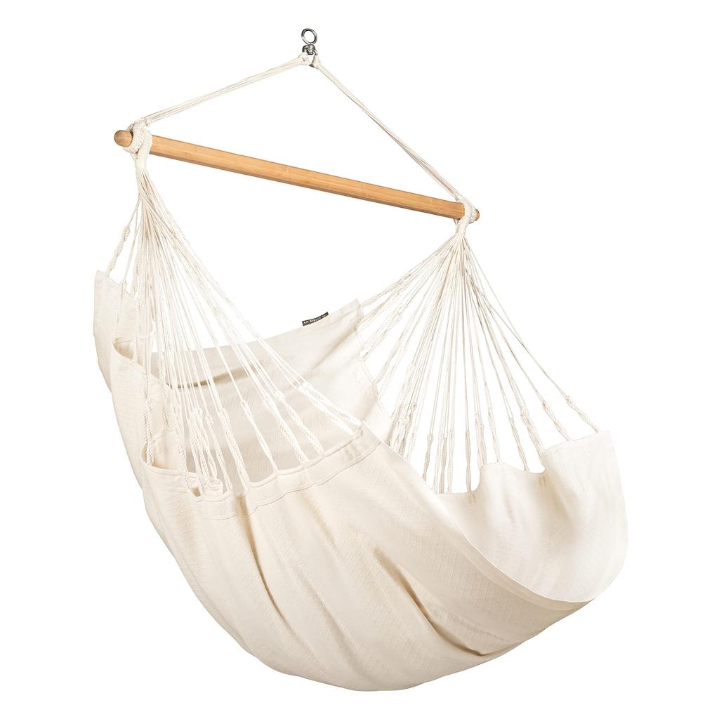 LA SIESTA Havana Hammock Comfort Size Made with Organic Ideal for Sitting or Hanging or 130kg Weight Chair, (L), Latte/Off-White (Indoor Use, Cotton),