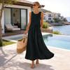 Women's Summer Maxi Dress Short Sleeve V Neck A Line Swing Dress Casual Beach Vacation Flowy Sundress with Pockets