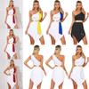 Traje Feminino Estilo Romano Grego Vestido de Um Ombro Sem Mangas Bloco de Cores Bainha Irregular Vestido de Festa de Halloween