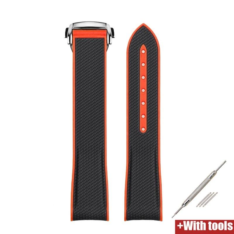Curved End Silicone Strap Folding Buckle Men Women Soft Waterproof Sport Bracelet Watch Band for Omega x Swatch Moonswatch 20mm