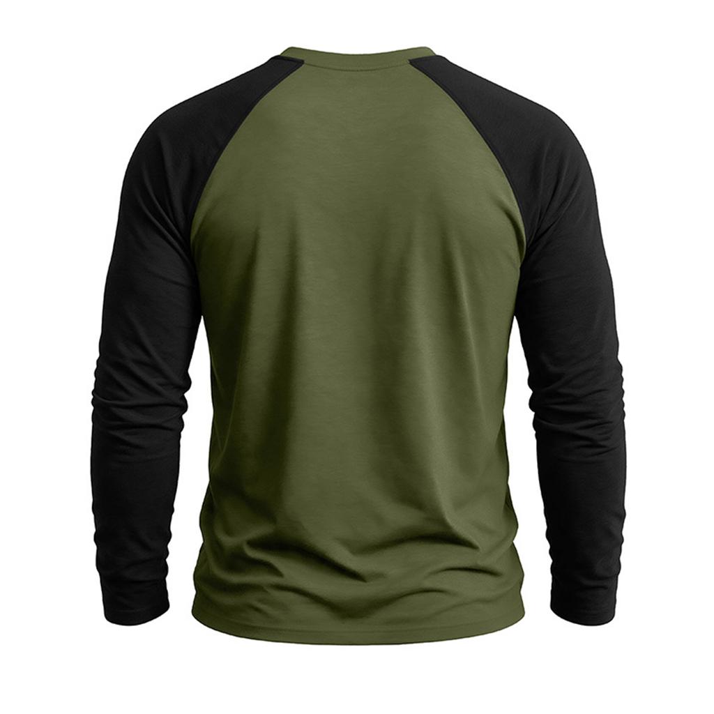 Men's Long Sleeve Color Block T-Shirt Round Neck Casual Basic Top