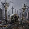 Durable Plastic Cemetery Stakes Realistic Skeleton Stake, Spooky Halloween Skull Hand Yard Weather Resistant Decorations Sign for Outdoor Garden Lawn
