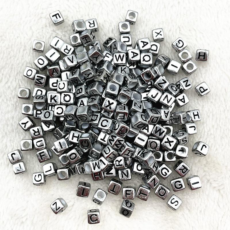 100pcs 7x4mm 6x6mm Mixed Alphabet Letter Beads Charms Beads for Making Jewelry Diy Handmade Bracelets Accessories