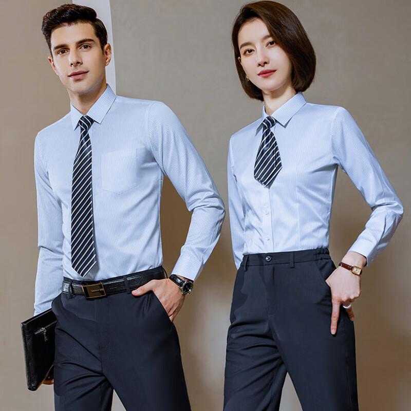 Teloman Unisex Wrinkle-Free Striped Business Shirt