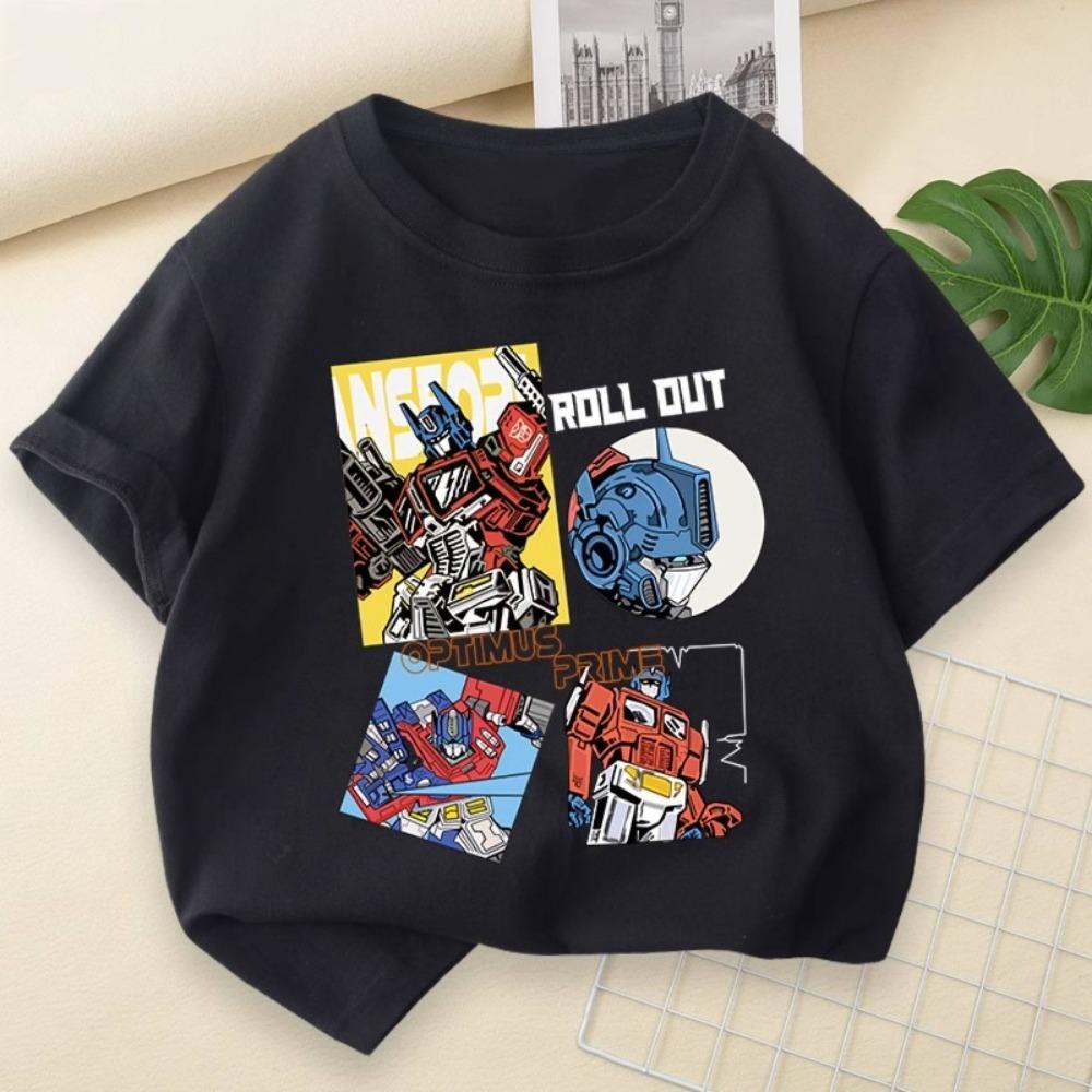 2026 Summer Cotton Versatile Breathable Cool Parent Child Wear Transformers Autobots Attack Cartoon Printed Children s T-shirt 110