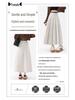 Women's High Waist Gray A-Line Pleated Mid-Length Skirt - Spring, Summer, Autumn 2025