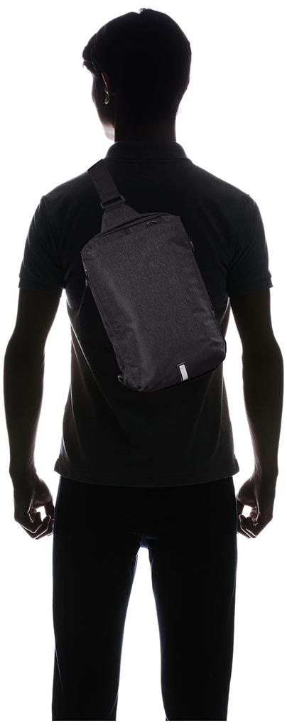 Ace Gene Men's Water-Repellent Body Bag, Size B, Fits SD Cards and 8-inch Tablets, Multi-Access Pockets, Limited Edition Color, Black