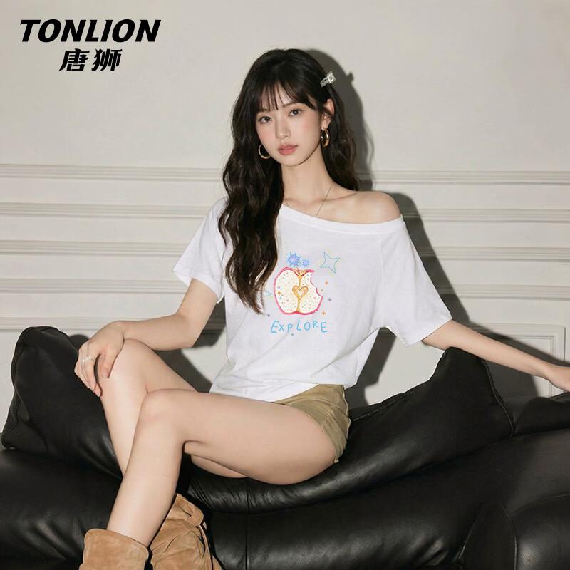 TonLion Women's Off-Shoulder Short Sleeve T-Shirt