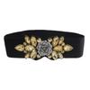 Rose Flower Women Waistband Wide Rhinestone Waist Belt Casual Elastic Cummerbunds  Jacket