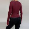 Women's Fashion Long Sleeve U-Neck Knitted Bottoming Top