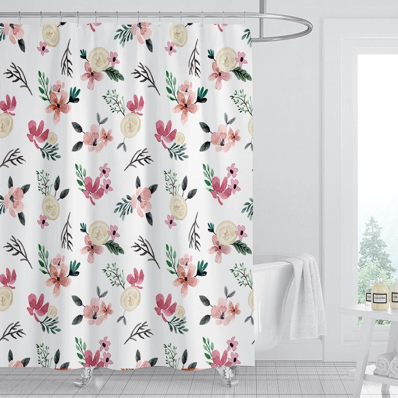 JINRUN Badezimmer verdickter wasserdichter Vorhang, schimmelfester Duschvorhang, Duschtrennwand-Vorhang, Duschvorhang, Badezimmer-Vorhang, kostenlose Perforation