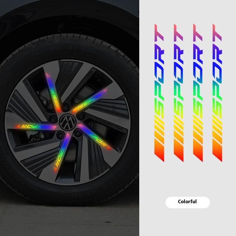 Reflective Sport Stickers for Car Motorcycle Wheel Hub Glow-in-the-Dark Colorful Modification Night Light Car Decals