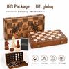 2-in-1 Wooden Folding Magnetic Chess & Checkers Board Game - Portable Tabletop Puzzle Toy