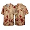 Men's V Neck Short Sleeve Halloween Print Pocket Scrub Top Lightweight Breathable Medical Uniform Shirt for Healthcare Professionals