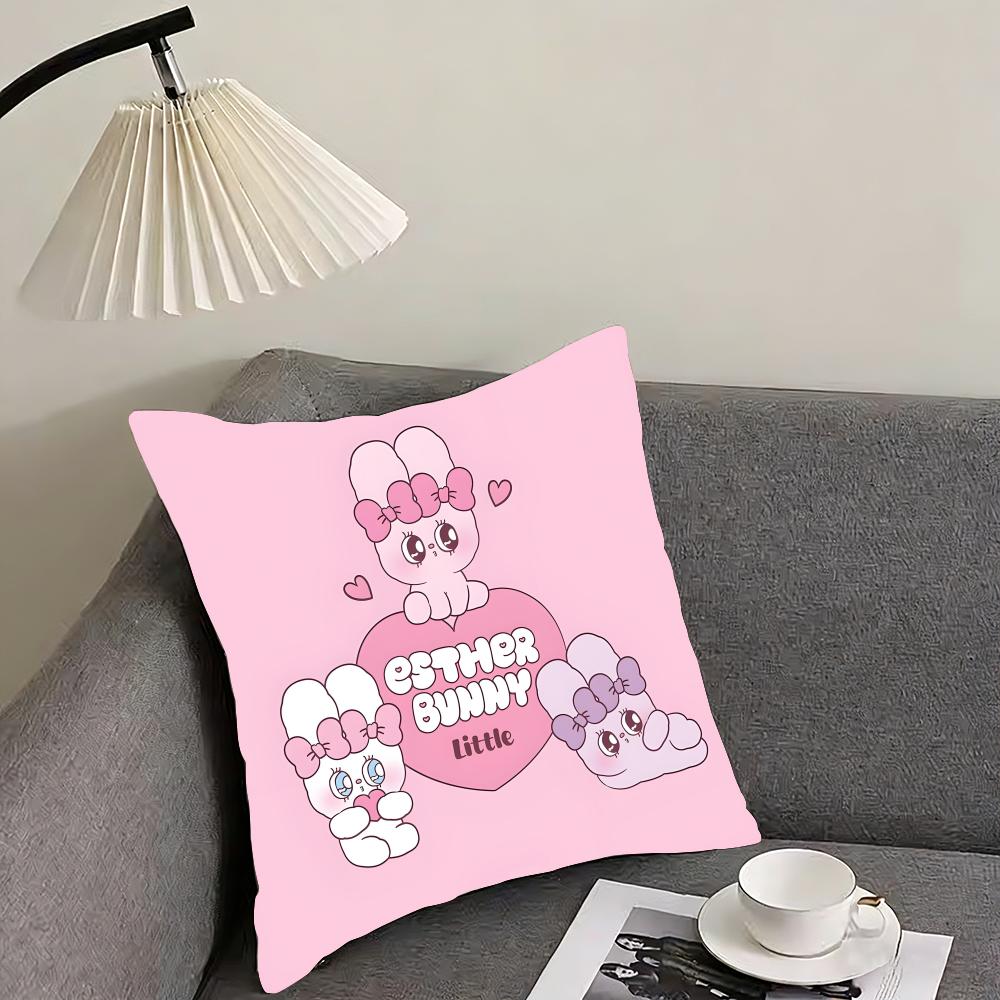 EEsther BunnyY Pink Cute Cushion Cover Pillowcase Ultra Soft Skin Friendly Fabric Cloud Like Comfort Concealed Zipper