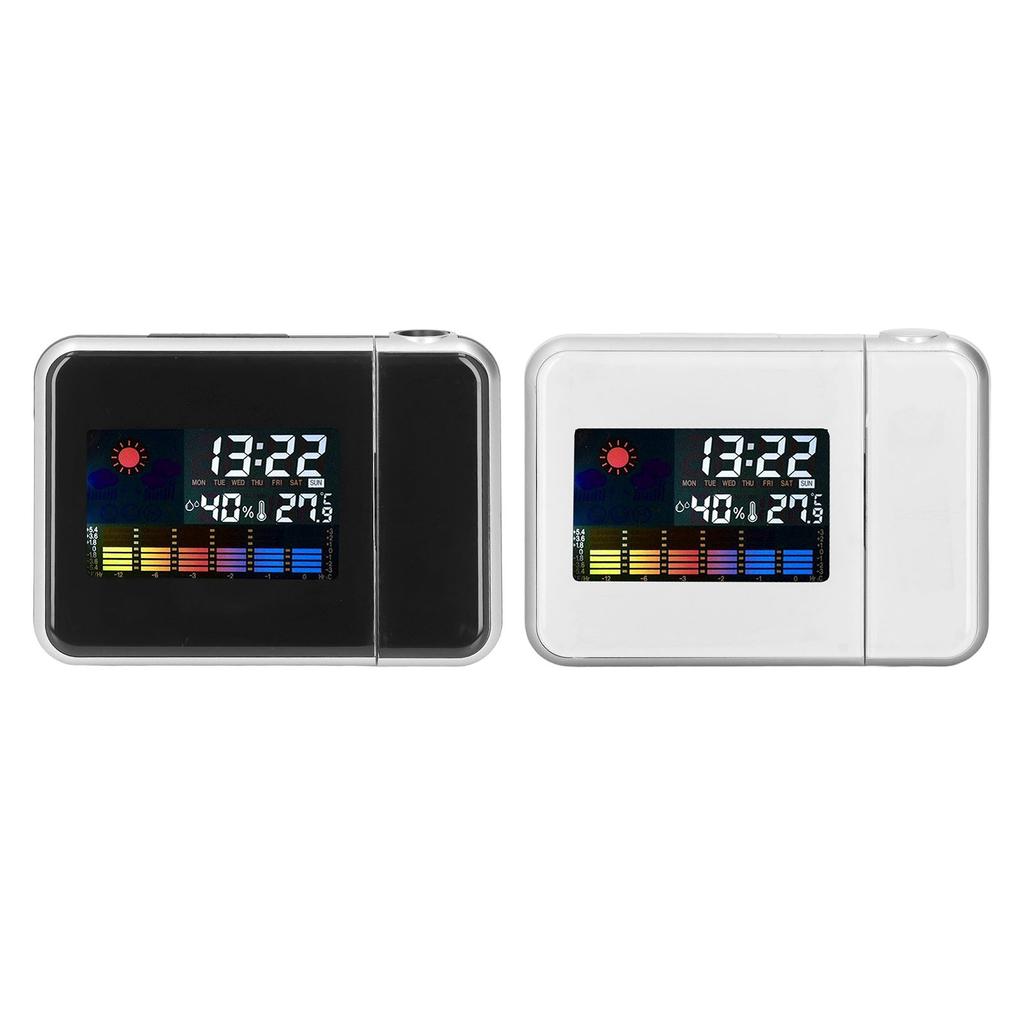 Weather Station Clock Temperature Humidity LCD Color Display LED Backlight Snooze Function Projectio