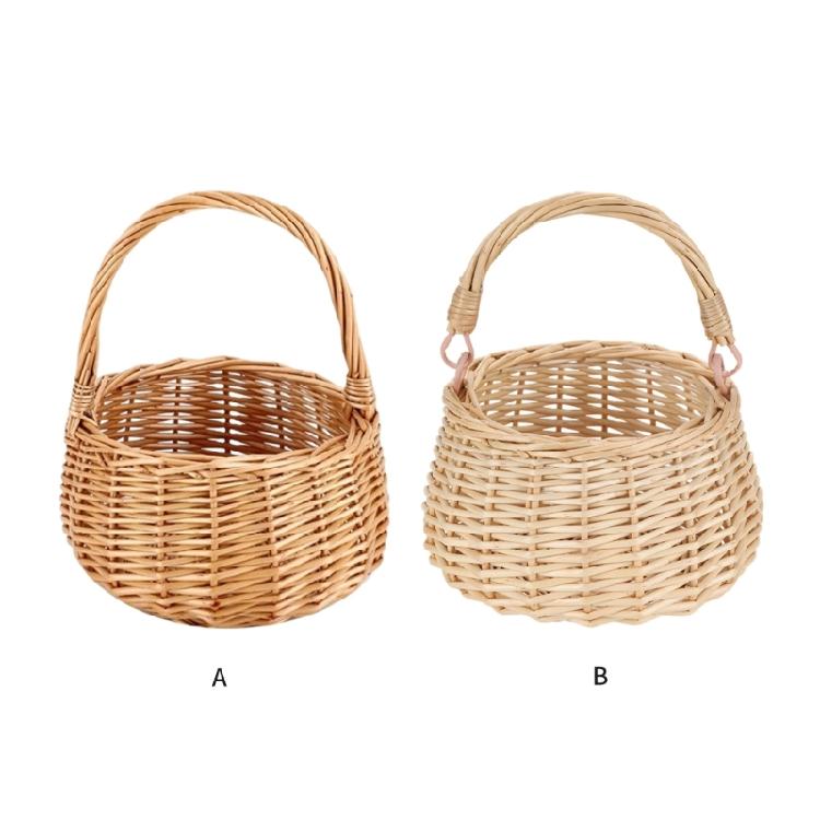 Künstlerischer Weidenkorb für Geschenke und zur Heimdekoration Handgeflochtener Blumenmädchenkorb mit ergonomischem Griff