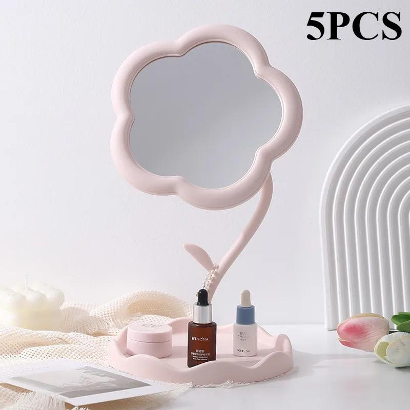 Sunflower Makeup Mirror for Students Desktop Flower Beauty Mirror Girl Dressing Table with Hanging Jewelry