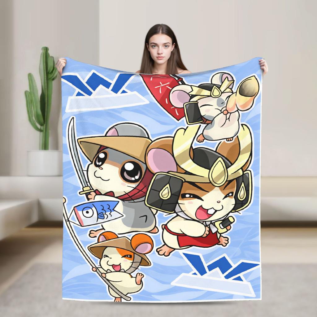 Hamutaro Flannel Blankets Winter Soft Durable Throw Blanket for Boy Girl Outdoor Novelty Bedspread Sofa Bed Cover