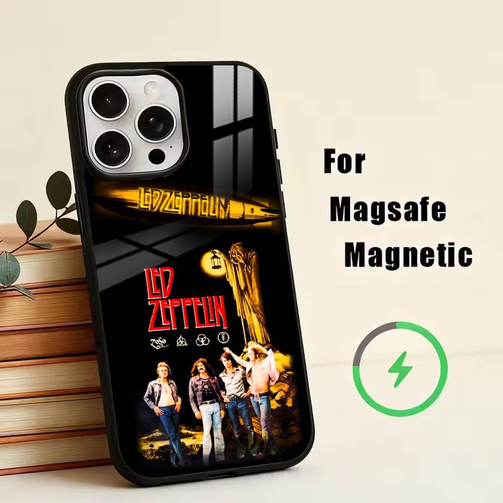 L-Led Z-Zeppelin Telefoonhoesje Voor iPhone17,16,15,14,13,12,11 Plus,Pro Magnetisch met Magsafe Draadloos Opladen