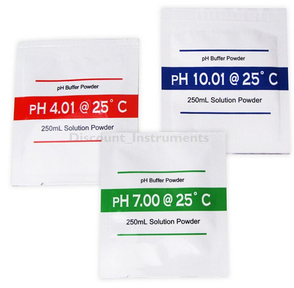 

3 шт. Буферный раствор Ph Порошок Ph Test Meter Калибровка измерения 4.01 7.00 10.01