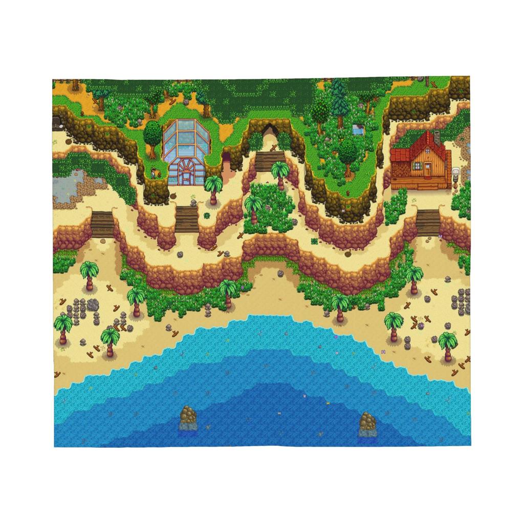 Stardew Valley Karte Gestrickte Decken Fleece Cartoon Anime Ultra-Weiche Überwurfdecken für Schlafzimmer Sofa Schlafzimmer Steppdecke