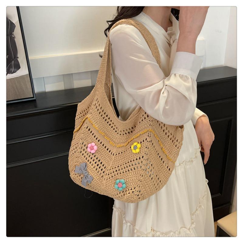 Woven Bag Women's Large-capacity New Niche Design Hollow Shoulder Bag Texture Popular Tote Bag
