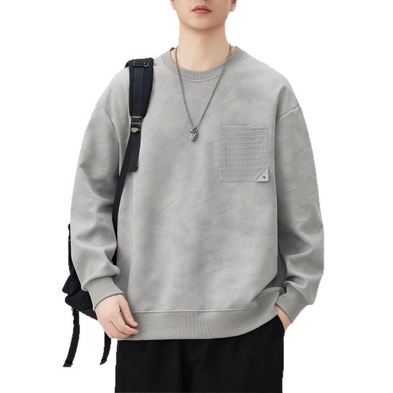 Autumn New Splicing Pullover Sweater Men's Trend Loose Casual Top and Clothing