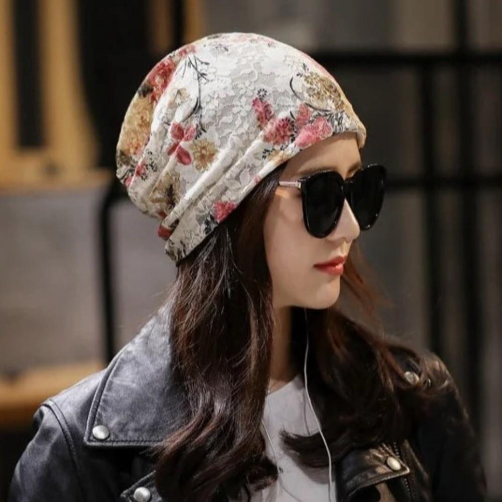 Floral Pattern Chemo Cap Comfortable Head Scarves Creative Stretch Slouchy Turban  Head Covering