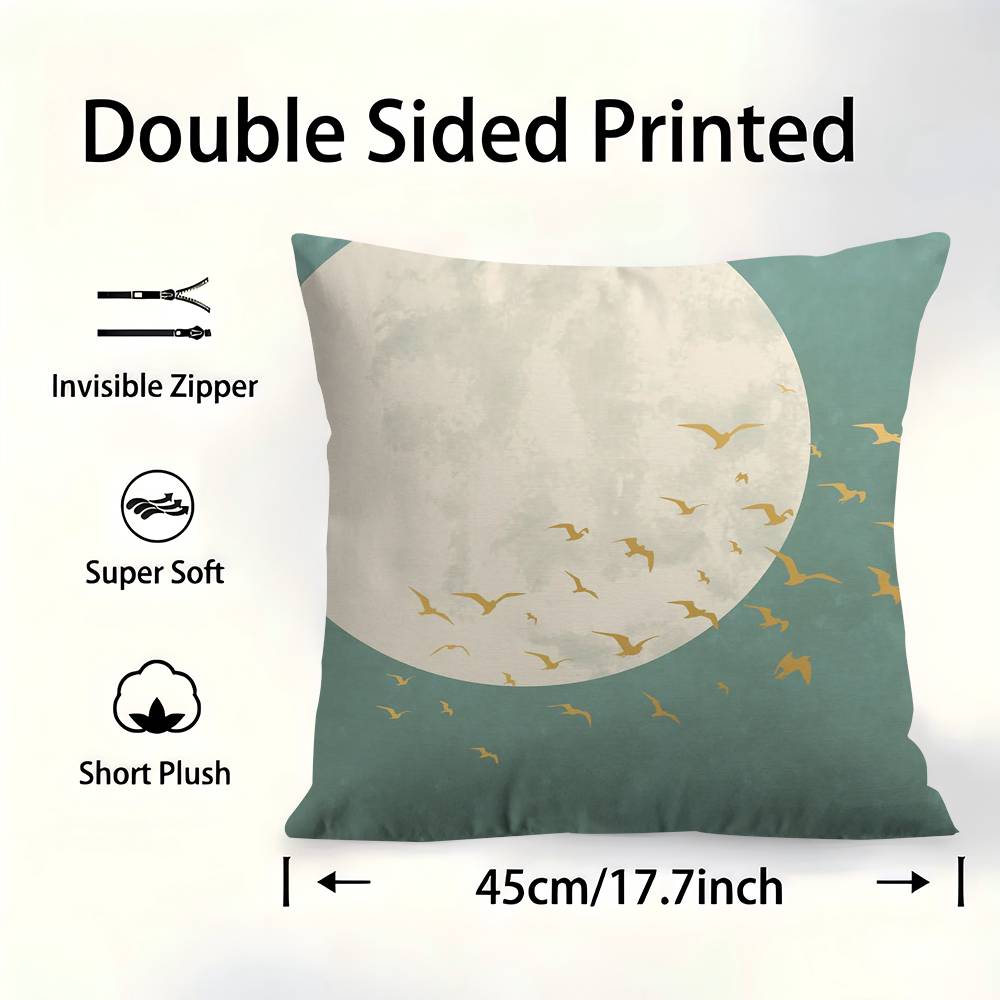 Sage Green Cranes Cushion Cover Pillowcase Upholstery Sofa Throw Pillow Home Decor Pillowcas