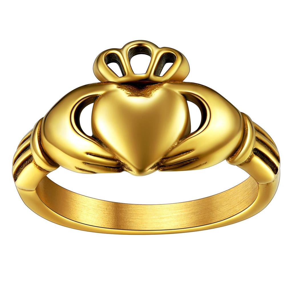 316L Stainless Steel Claddagh Rings for Lovers Retro-style Love Loyalty BFF Wedding Anniversary Irish Matching Couple Jewelry