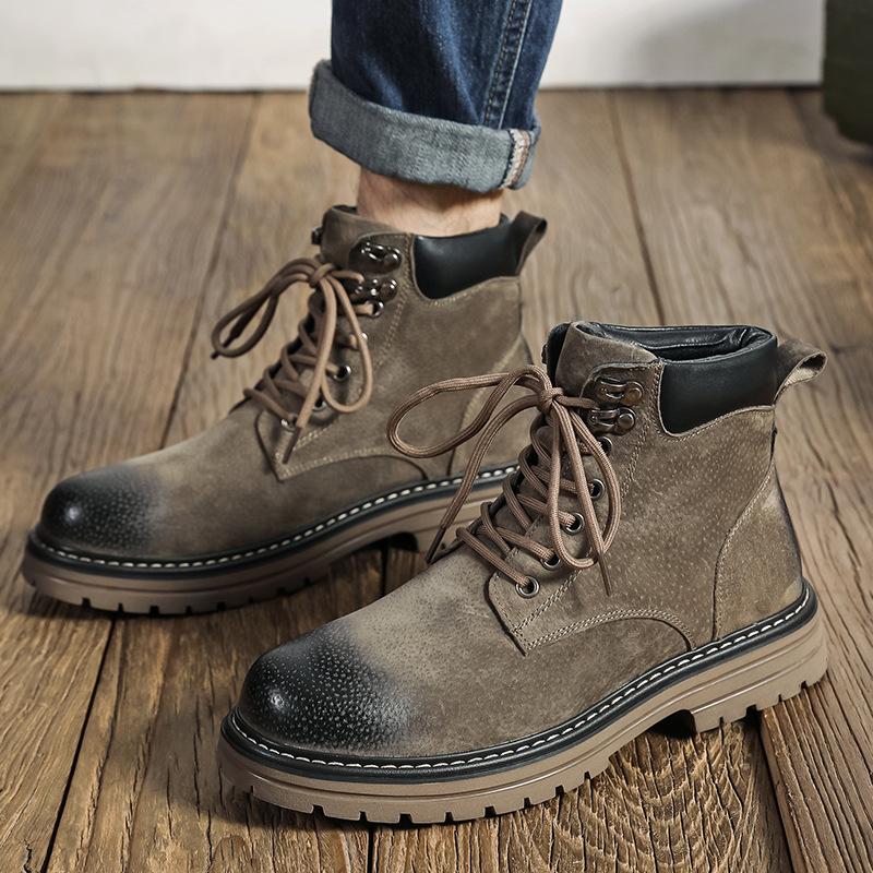 2025 Big Yellow Boots Men's Autumn and Winter New Tooling British Wind Snow Boots Medium Help Versatile Martin Boots 6002-M