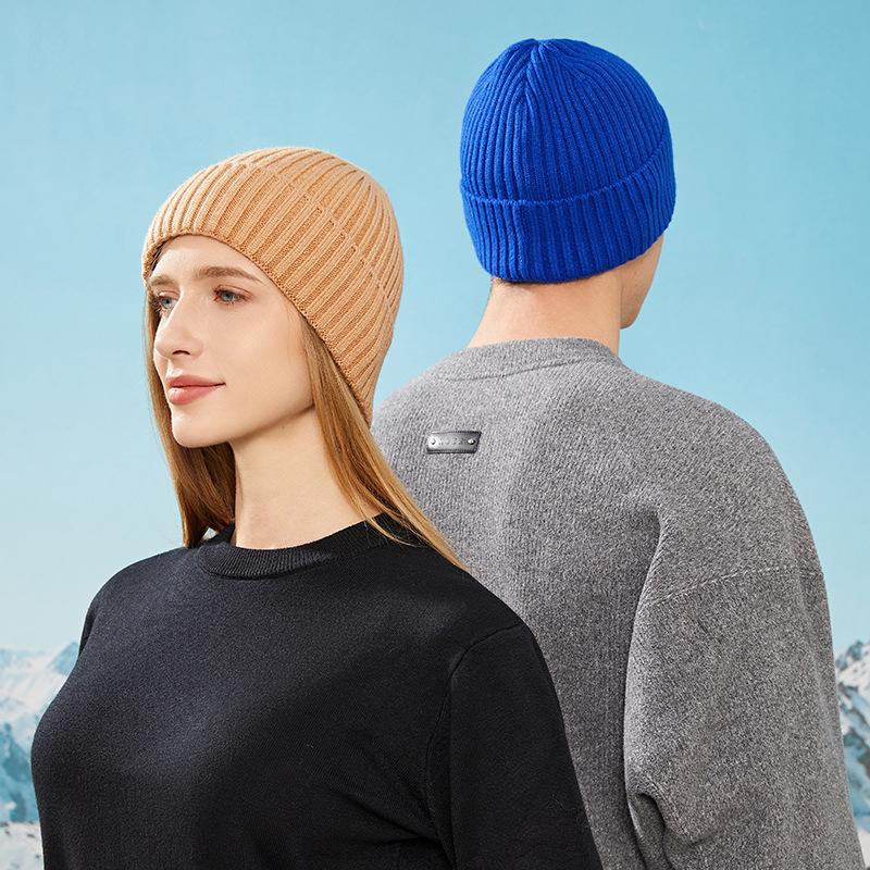Thickened hat couple autumn and winter tide solid color knitted hat men's wool hat women's winter warm ear protection cold hat tide