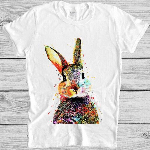 Bunny Rabbit Watercolor Easter Thanksgiving Movie Music Gift Tee T Shirt M943