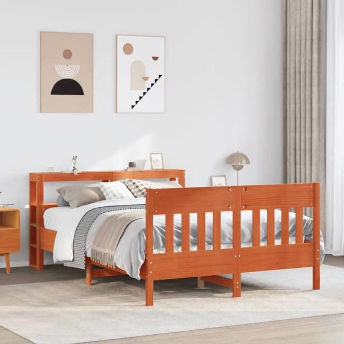 VidaXL Bed Frames Without Mattress Wax Brown 120x200cm Solid Pine Wood 3306269