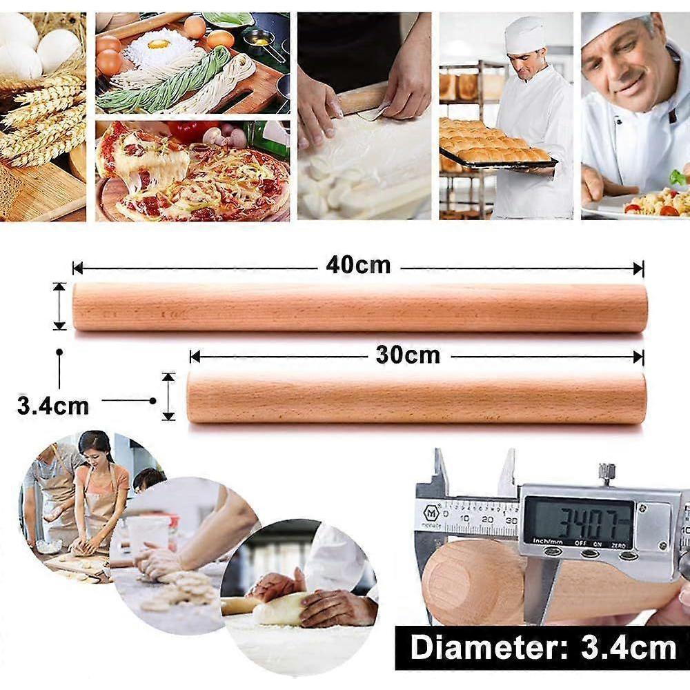 Wooden Rolling Pin - Roller made of Beechwood without Handle, Perfect Baking