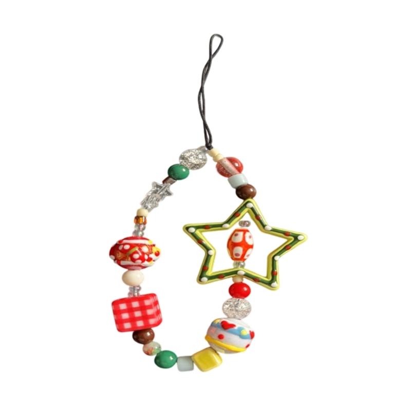 

Artistic Star Charm Beaded Keychain Lightweight PVC Phone Hanging Chain For Everyday Use And Stylish Accessories 1